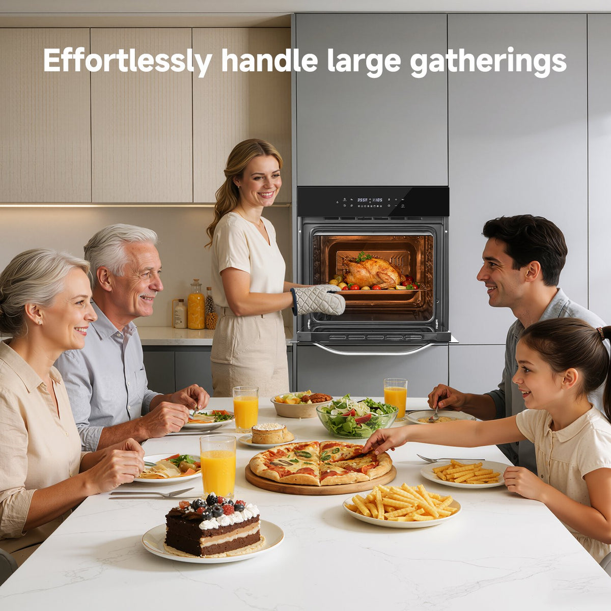 Ounin 24" Built-In Electric Single Wall Oven, 2.7 Cu. ft. Stainless Steel Convection Oven with Air Fry & Rotisserie, 8 Functions