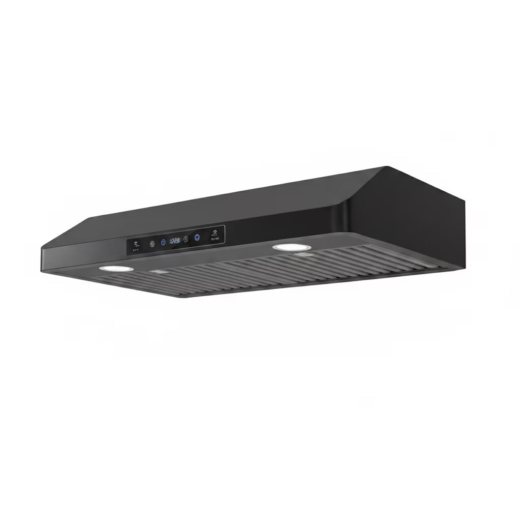 Under Cabinet Range Hood 30 inch,Stainless Steel Kitchen Stove Vent Hood 700CFM 3-Speed Ducted/Ductless Range Hood with Touch/Gesture/Remote Control, Black