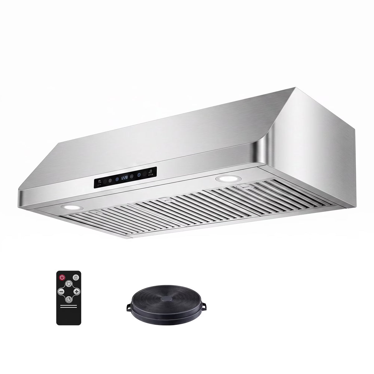 Under Cabinet Range Hood 36 inch,Stainless Steel Kitchen Stove Vent Hood 750CFM 3-Speed Ducted/Ductless Range Hood with Touch/Gesture/Remote Control, Silver