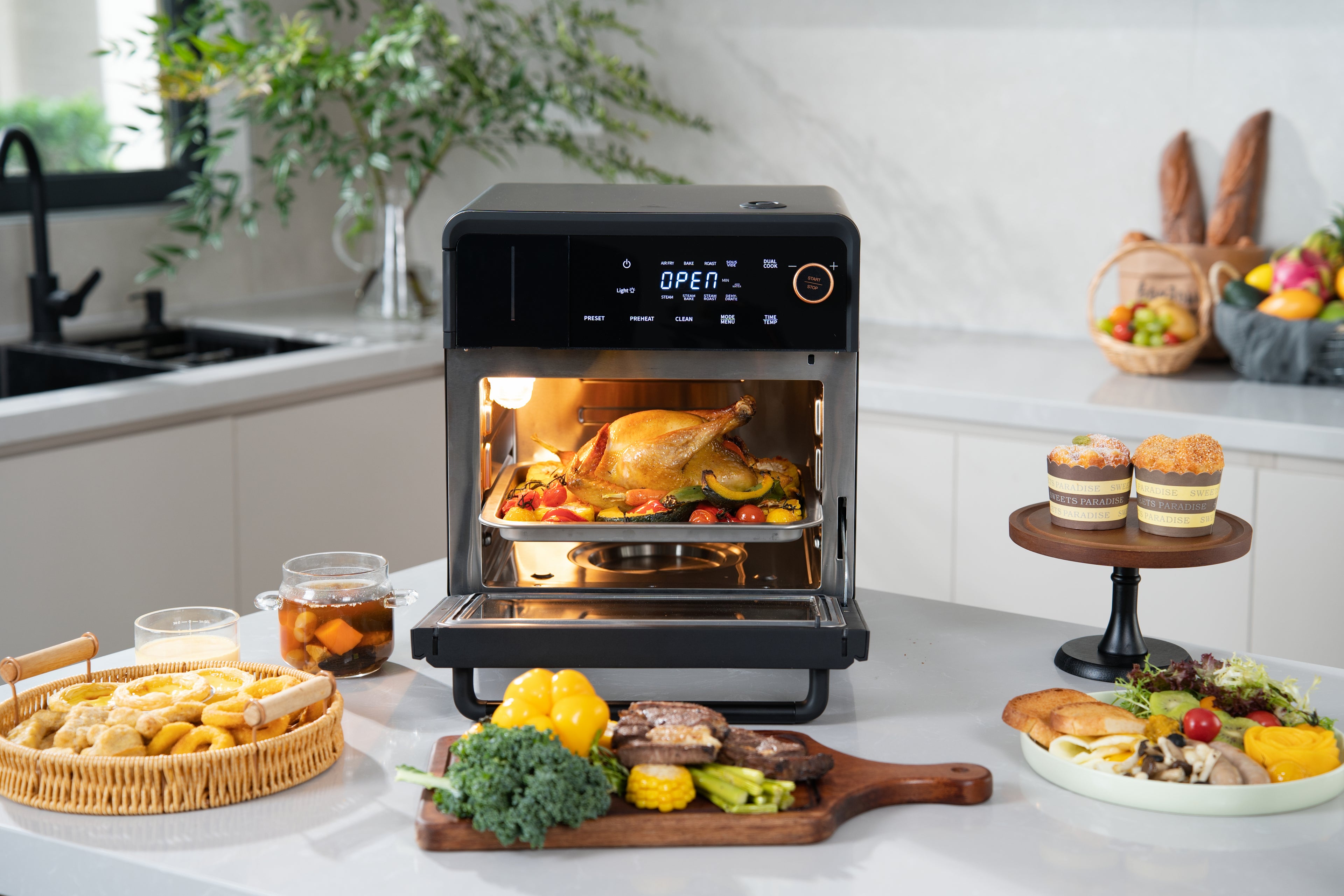 OUNIN Steam Combi Oven (18in) 10-in-1 Multi-function - 18qt Family Size - Self-cleaning