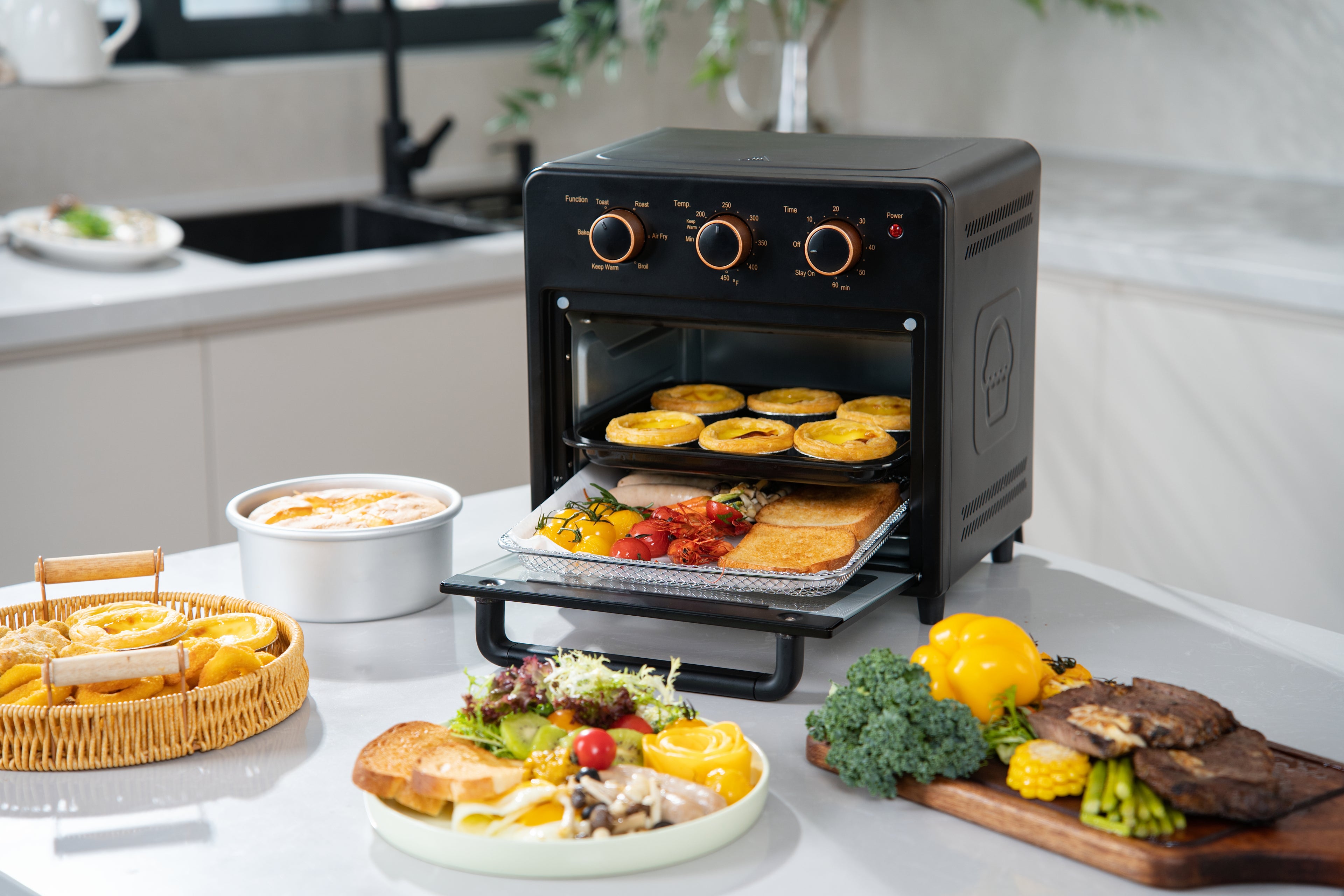 OUNIN Air Fryer Oven (12in) Steam Infusion - Compact - 6-in-1