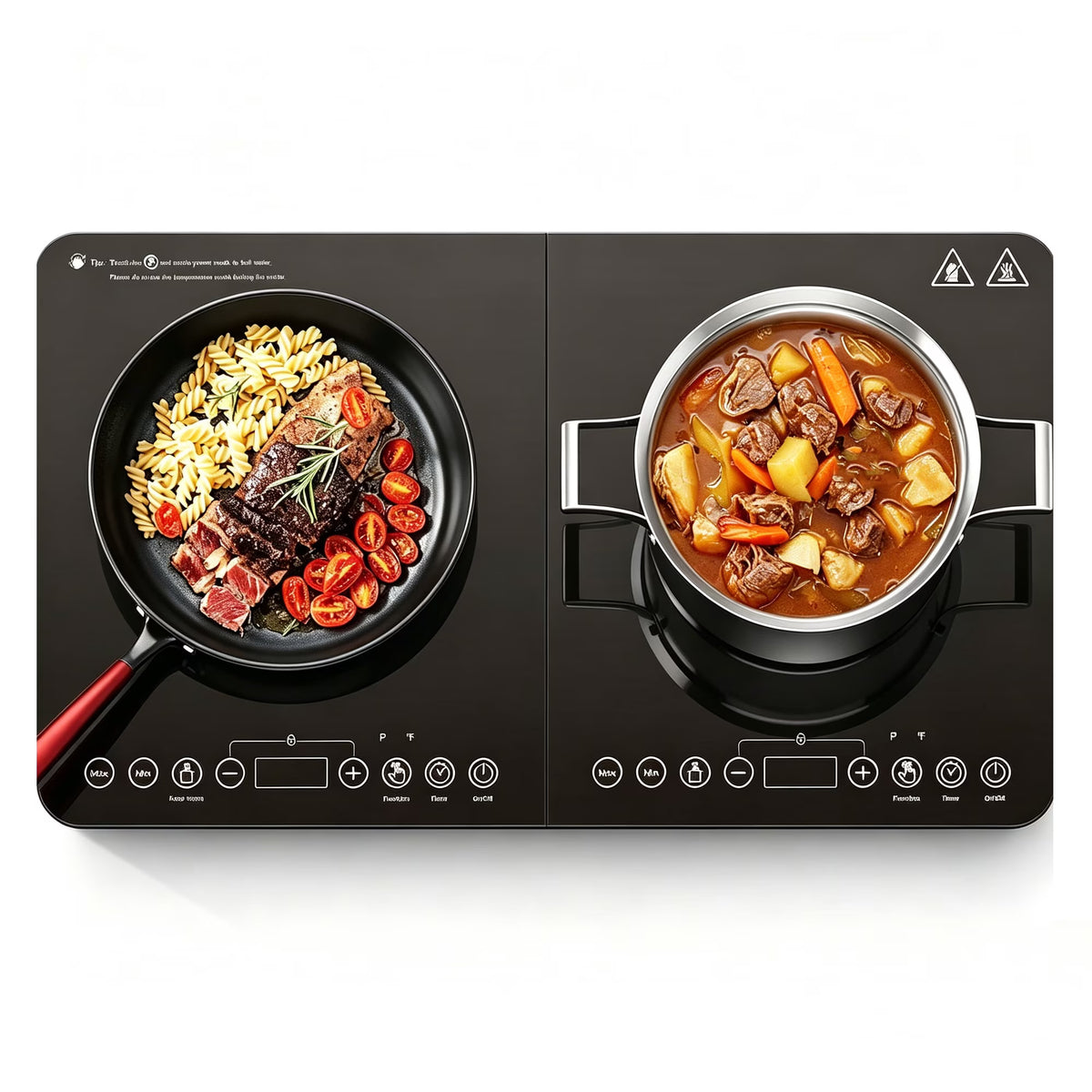 Double Induction Cooktop 1800W, Dual Burner Electric Stove with LCD Touch Screen, 10 Temperature Levels 140-464°F, Child Lock & Timer for Home Kitchen RV Camping