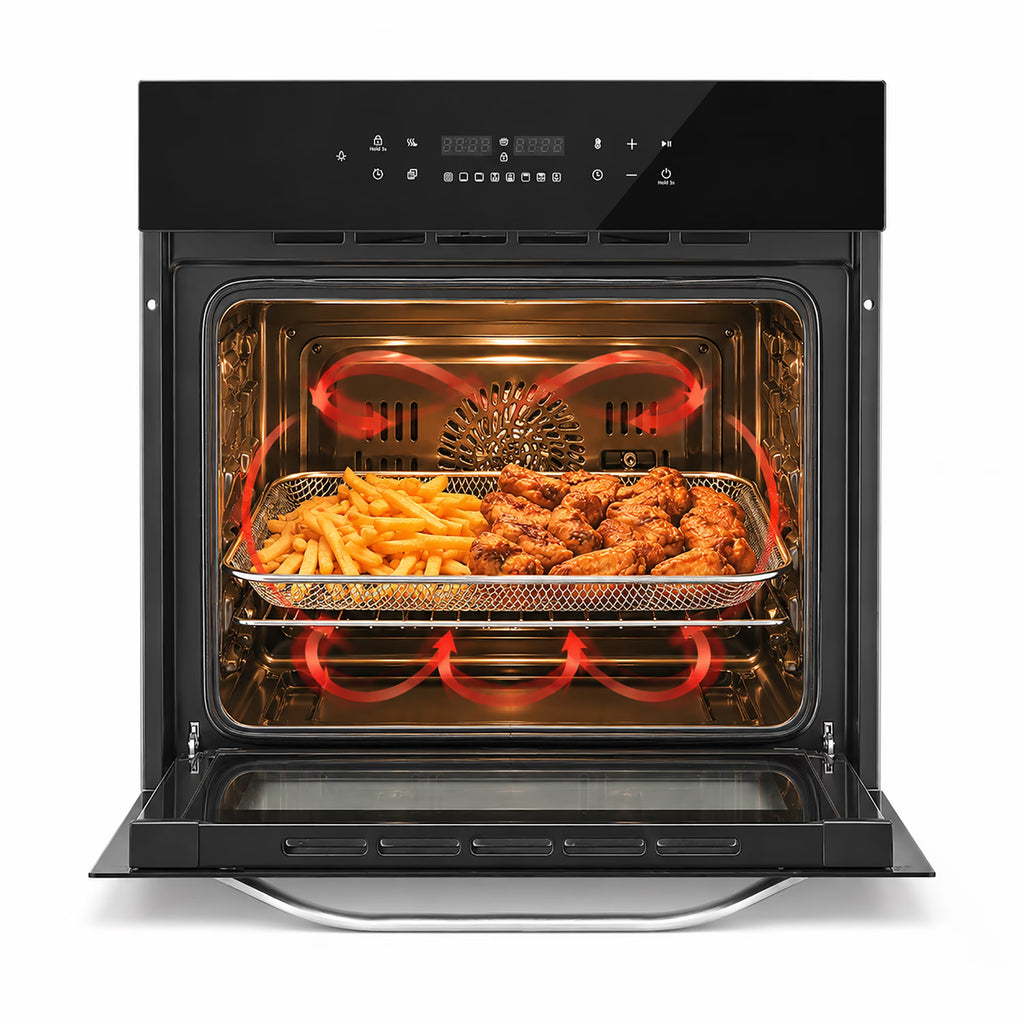 Ounin 24" Built-In Electric Single Wall Oven, 2.7 Cu. ft. Stainless Steel Convection Oven with Air Fry & Rotisserie, 8 Functions