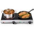 Ounin Portable Double Burner, 1800W Electric Cooktop with 2 Burners, Works with All Cookware, Dual Burner Electric Stove Ideal for Dorms, RVs, Silver