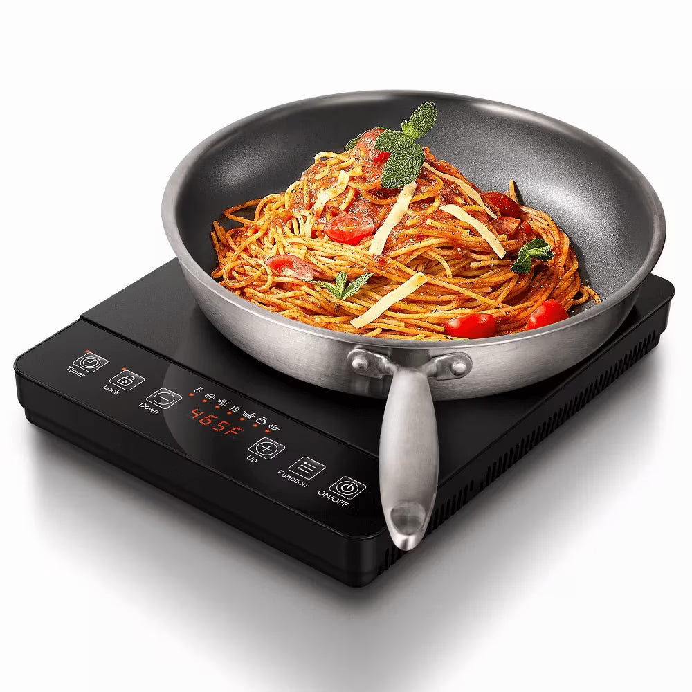 Ounin Portable Induction Cooktop, Single Burner Electric Stove with Precise Temperature Control, 20 Power Levels, Touch Screen, Hotpot & Stir-Fry Presets, Compact for Apartments, Dorms, RV, Black