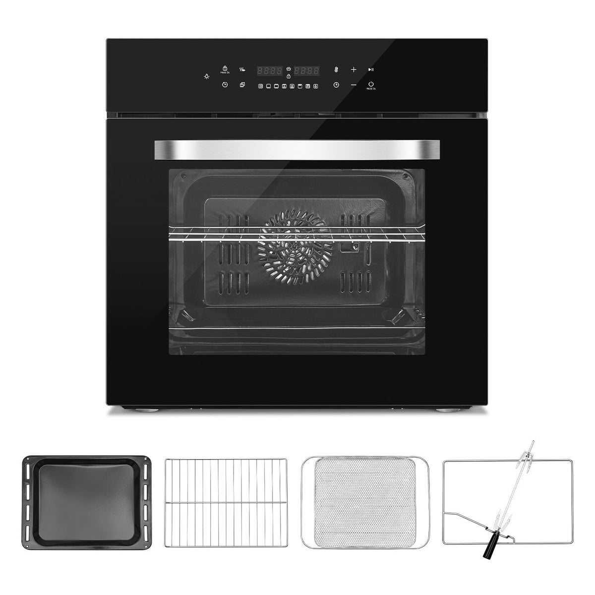 Ounin 24" Built-In Electric Single Wall Oven, 2.7 Cu. ft. Stainless Steel Convection Oven with Air Fry & Rotisserie, 8 Functions