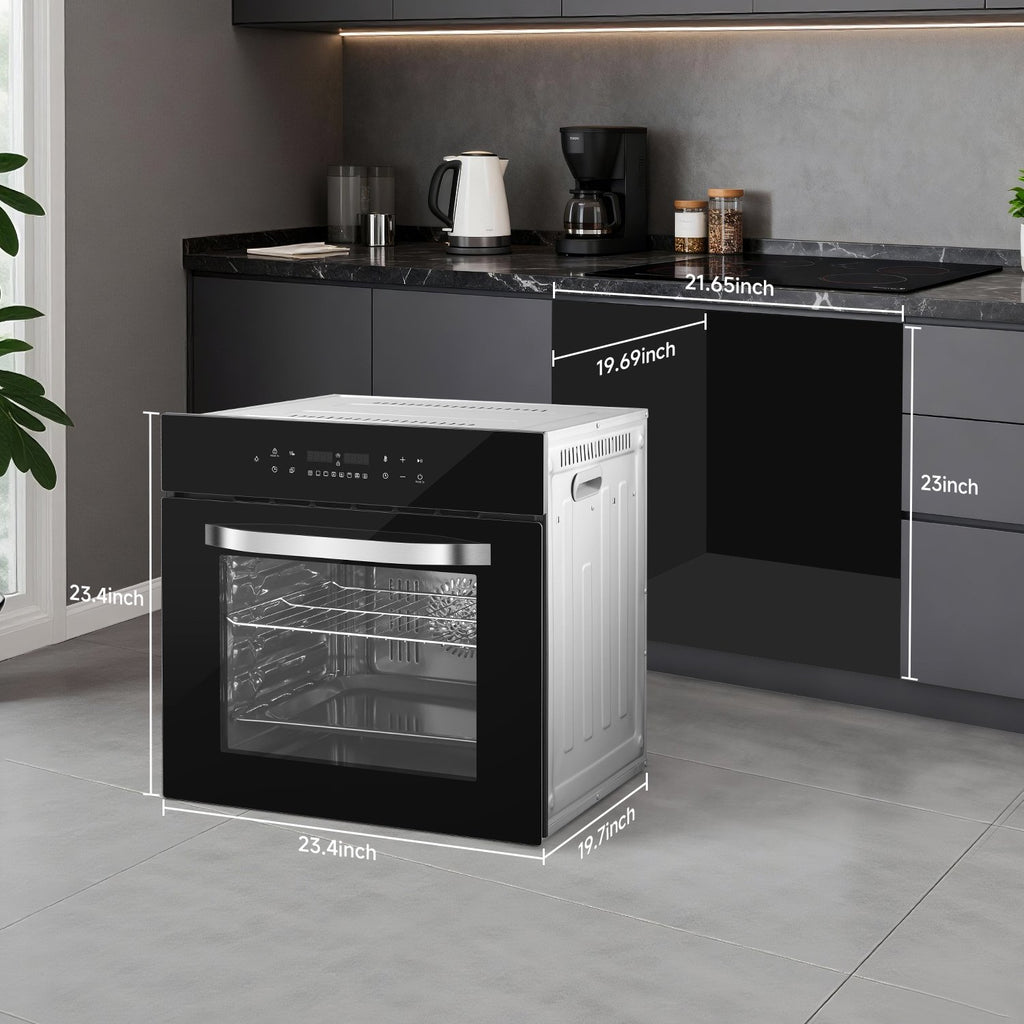 Ounin 24" Built-In Electric Single Wall Oven, 2.7 Cu. ft. Stainless Steel Convection Oven with Air Fry & Rotisserie, 8 Functions